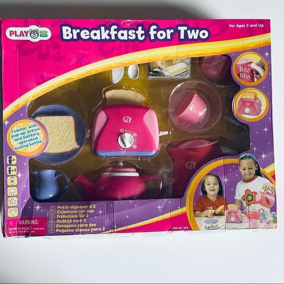 PlayGo Breakfast Playset Tea Maker & Toast Maker Realistic Plastic Toy Cutlery - Picture 1 of 7